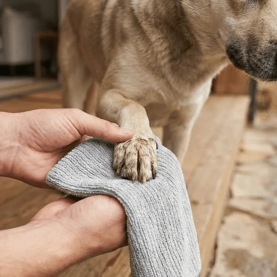 Serviette de soin argentée pour animaux